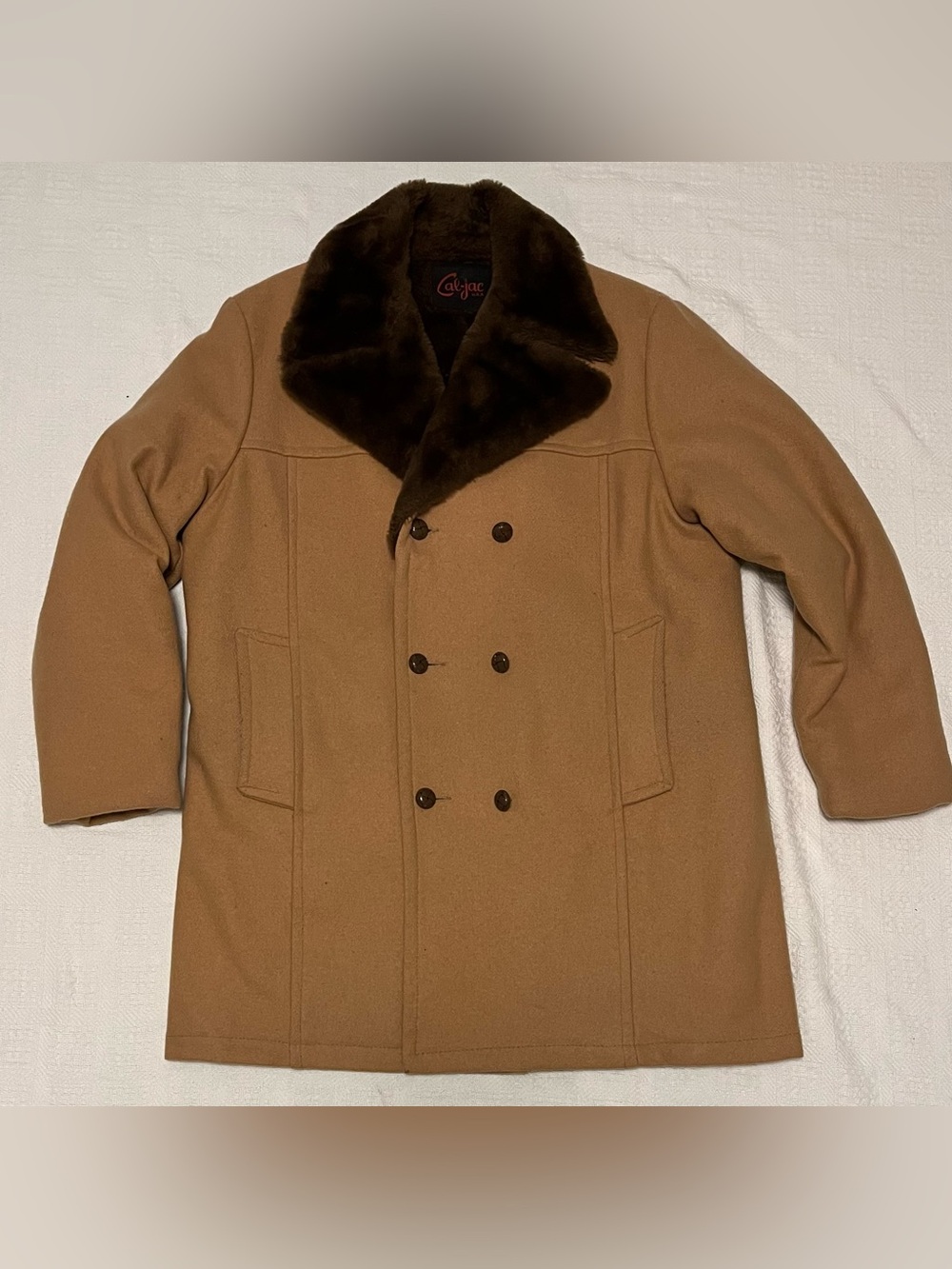 Vintage Cal-Jac Double Breasted Wool Coat Size Large